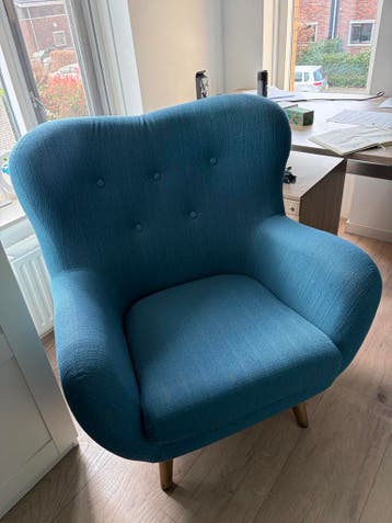 Comfortabele blauwe fauteuil - 90x100 cm