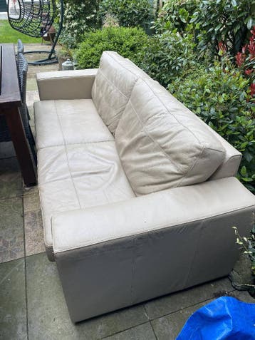 Creme Lederen bankstel