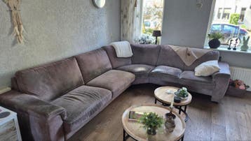 Gratis Hoekbank Taupe - 300x250 cm, zitdiepte 53 cm