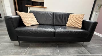 Zwart leren 2-zitsbank (Longlife)