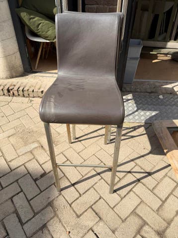 Vandaag gratis Set van 3 Gebruikte Krukken - Bruin leer