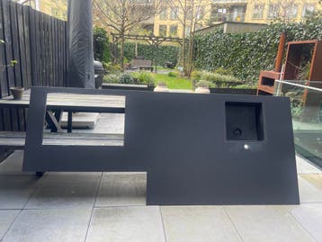 Dekton mat zwart keukeneiland blad met wasbak 40x40cm