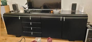 Zwart TV-meubel / Dressoir - 210x53x75cm