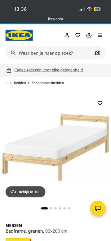 1 persoons bed met lattenbodem