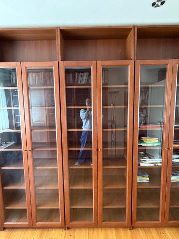 7x IKEA Billy Boekenkast met Glazen Deuren en Opzetstuk