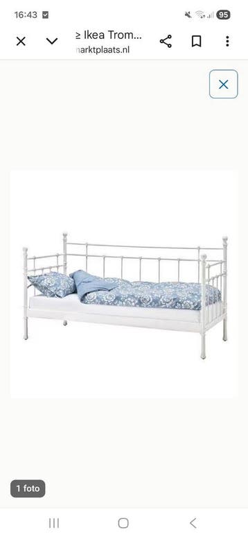 Ikea Tromnes wit spijlen bed met lattenbodem 90x200