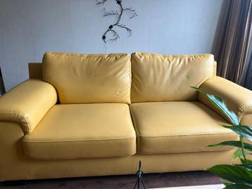 Gele leren bank gratis