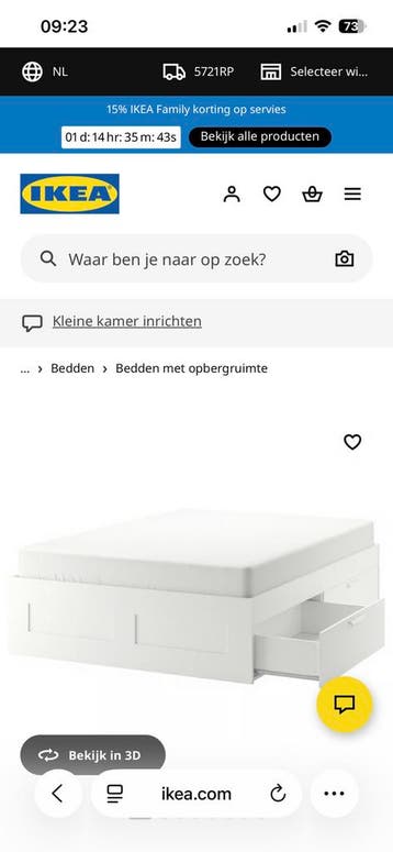 Bed brimmes 180x200 gratis incl lattenbodem