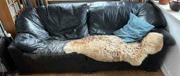 Gratis leren bank zwart 212 cm breed