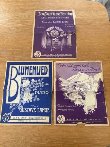 Oude bladmuziek: Bach, Lange, Zeller - Ook per stuk te koop