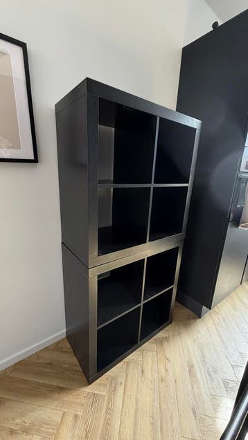 2x IKEA Kallax open kast 77x77 zwart bruin