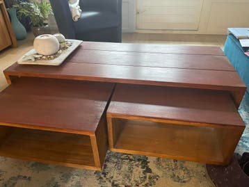 Salontafel met verrijdbare opbergruimte