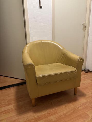 Leren fauteuil, geel