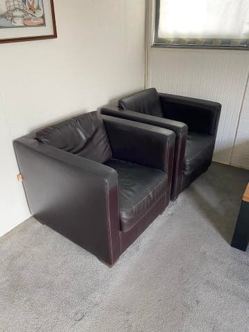 Leren fauteuils / stoelen 2 stuks