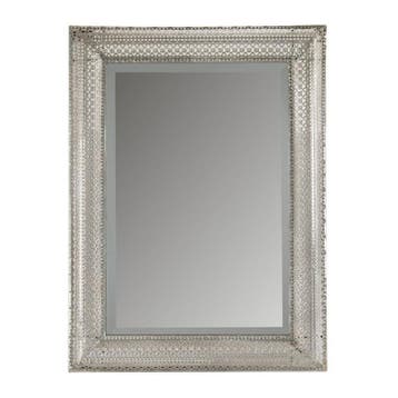 XENOS Spiegel Oriëntaals 53x72 cm zilver met lichtkoord