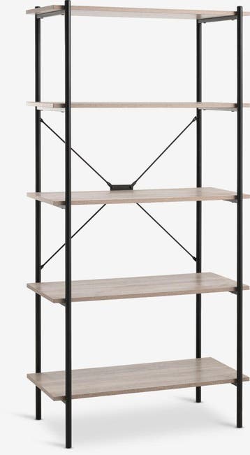 Gratis: Wandrek VANDBORG 5 schappen licht eiken kleur/zwart