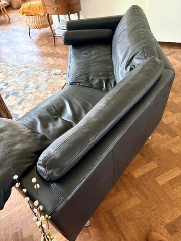 Gratis afhalen! Zwarte leren hoekbank Touche