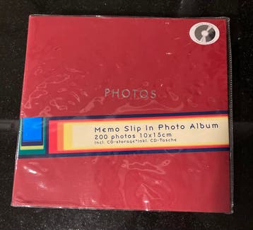 Rood fotoalbum voor 200 foto's met CD opslag