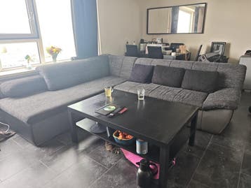 Donkergrijze 4-5-zits hoekbank met lounge | GRATIS AFHALEN