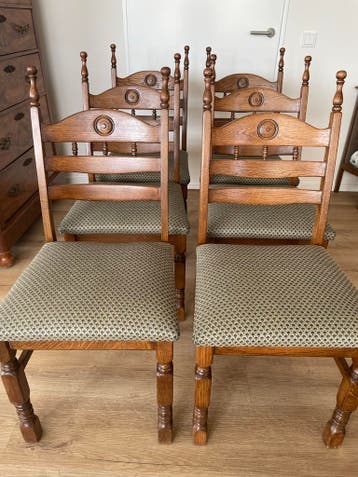 6 Vintage Eetkamerstoelen - Gratis Af te Halen