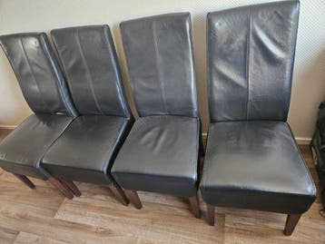Zwarte leren eetkamerstoelen