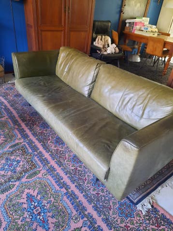 Groene leren bank gratis