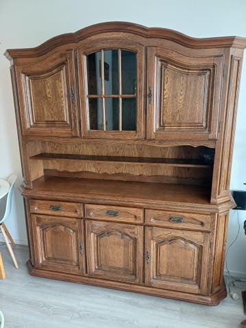 Massief Eiken Dressoir / Buffetkast met Vitrine