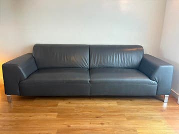 Antraciet leren 4zits bank (Gratis)