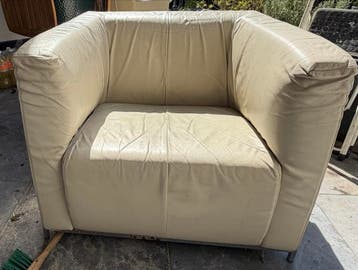 Leren fauteuil - Crème