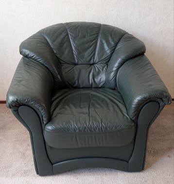 Lederen groene fauteuil, gratis!