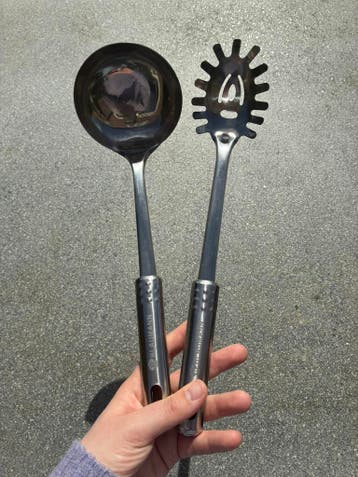 Soeplepel en spaghettivork van blaumann