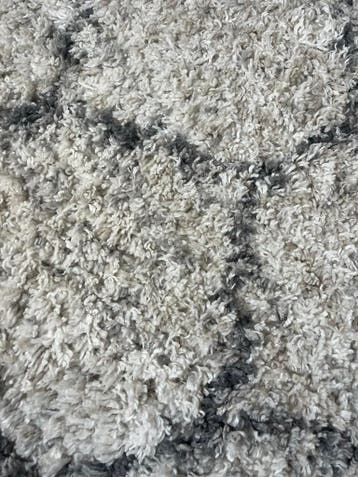 Zacht vloerkleed met geometrisch patroon, wit/grijs