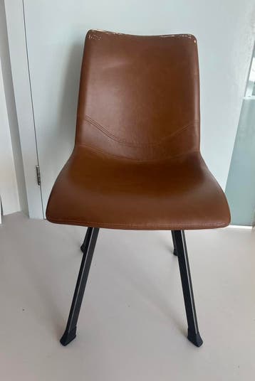 Gratis ophalen: 6 eetkamerstoelen, cognac, industriële look