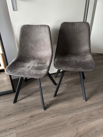 GRATIS Set van 2 eetkamerstoelen - Grijs microvezel