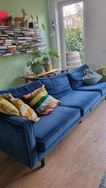 Gratis bank velours blauw