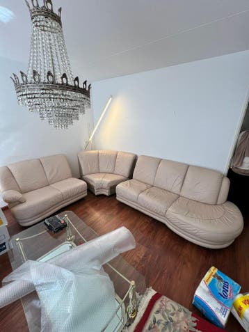 Leren bankstel 3-delig: 2-zits, 3-zits en hoekelement