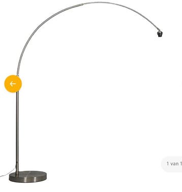 Booglamp zonder kap met marmeren voet.