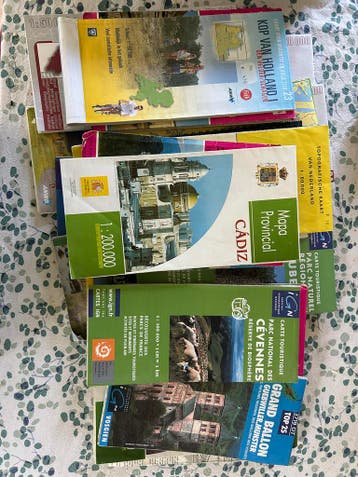 Diverse landkaarten: Nederland, Frankrijk, Engeland, Spanje,