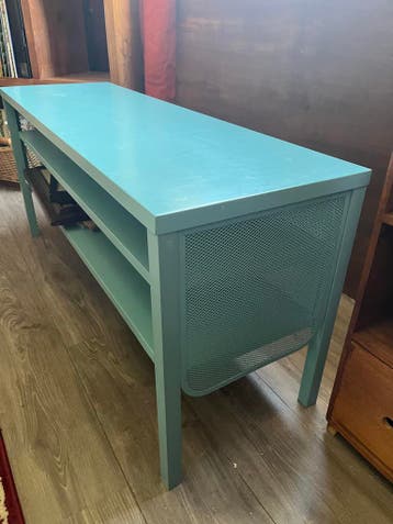 Turquoise TV-meubel / Bijzettafel met opbergruimte