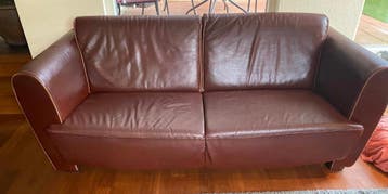 Zitbanken Montèl, 2-zits en 3-zits, bruin leder, gratis