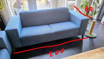 Gratis afhalen: Montèl bankstel - blauw, 200x80cm