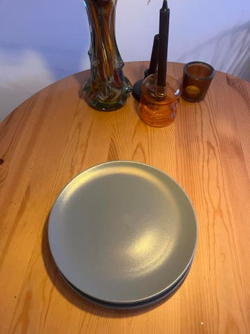 4 blauw/grijze IKEA borden