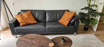 Grijze leren 3-persoonsbank van Leolux