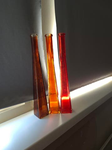 Set van 3 decoratieve glazen vazen in warme tinten