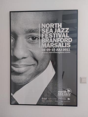 North Sea Jazz poster van Branford Marsalis in zwart/wit
