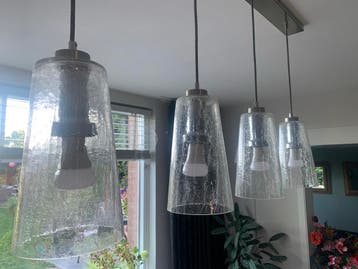 Moderne Eettafellamp met Glazen Kappen