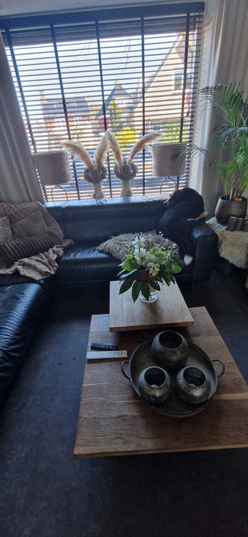 Gratis af te halen!! Zwarte leren hoekbank