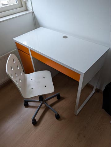 Bureau met bureaustoel - Wit/Oranje
