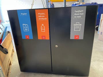 Afvalbak papier, plastic en restafval