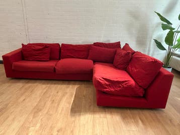 Rode Stoffen Luxe Pode Hoekbank